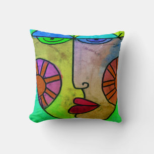 Funky Face Abstract Art Cushion