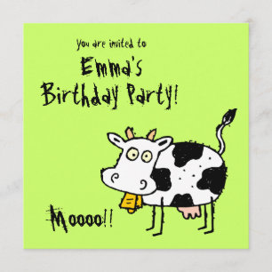 Funky Farm Cow (Birthday) Party Invitation Moooo!!