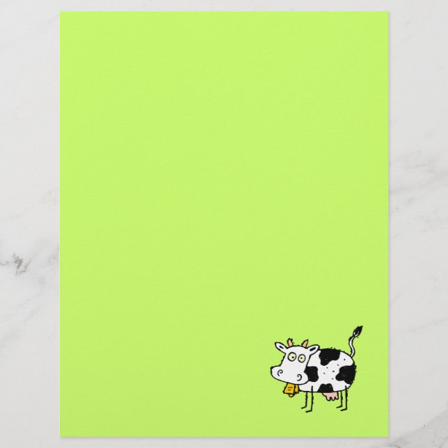Funky Farm Cow Recycled Letterhead Paper (Front)