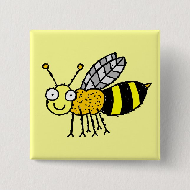 Funky Farm Honey Bee Button (Front)