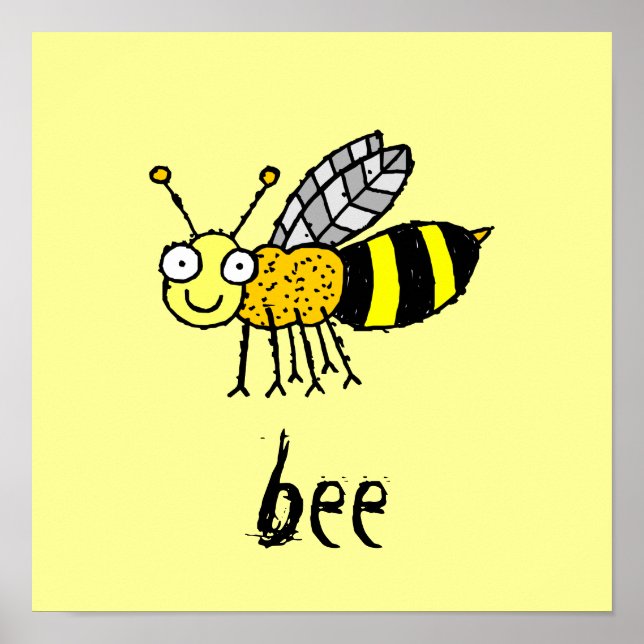 Funky Farm Honey Bee Kids Square Poster (Front)