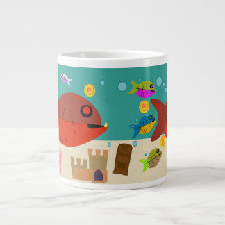 Funky Fifties Fish Tank Retro Cartoon Art Large Coffee Mug