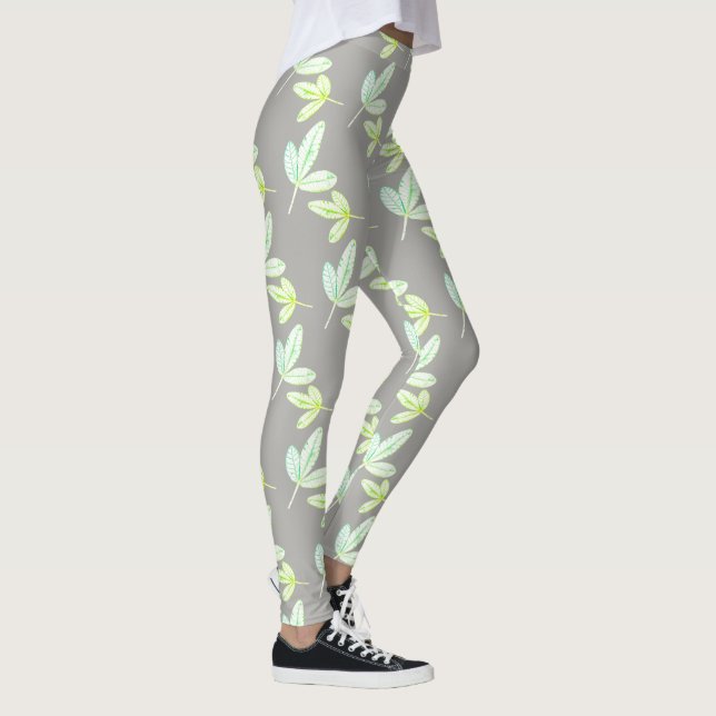 Funky Fig Tree Leaf Pattern Leggings (Right)