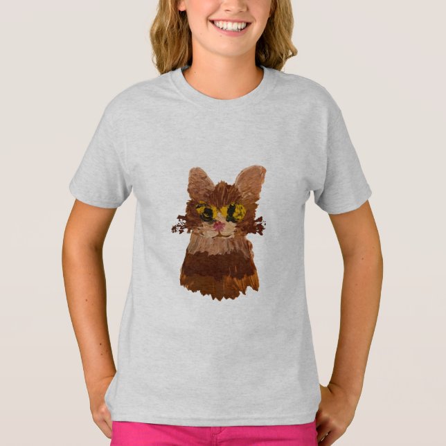 Funky Finger Painting of a Cat Face Tee Shirts (Front)