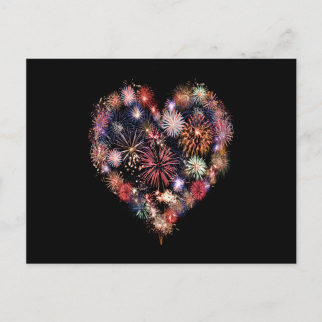 Funky Fireworks Love Postcard (Front)