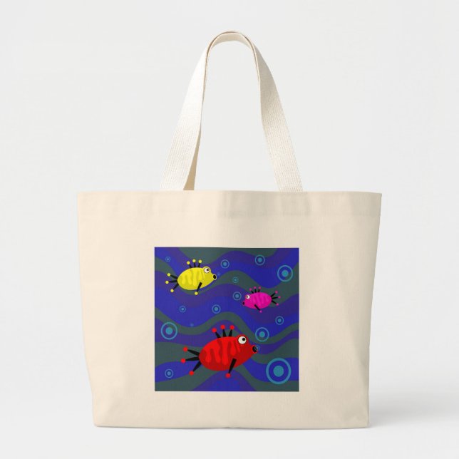 Funky Fish Large Tote Bag (Front)