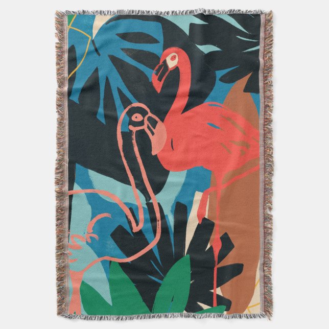 Funky Flamingo Throw Blanket (Front Vertical)
