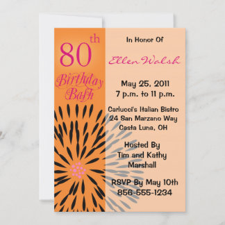 Funky Floral 80th Birthday Party Invitation