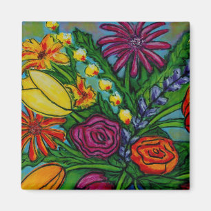 Funky Floral Bouquet Magnet