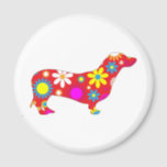 Funky floral dachshund dog magnet, gift idea magnet<br><div class="desc">Funky retro floral,  flowery cute and fun dachshund dog magnet.  great gift idea for dog lovers,  kids children</div>