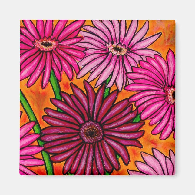 Funky Floral Gerber Daisy Magnet (Front)
