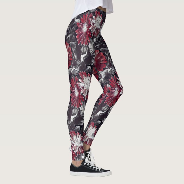Funky floral in bold red and black leggings (Right)
