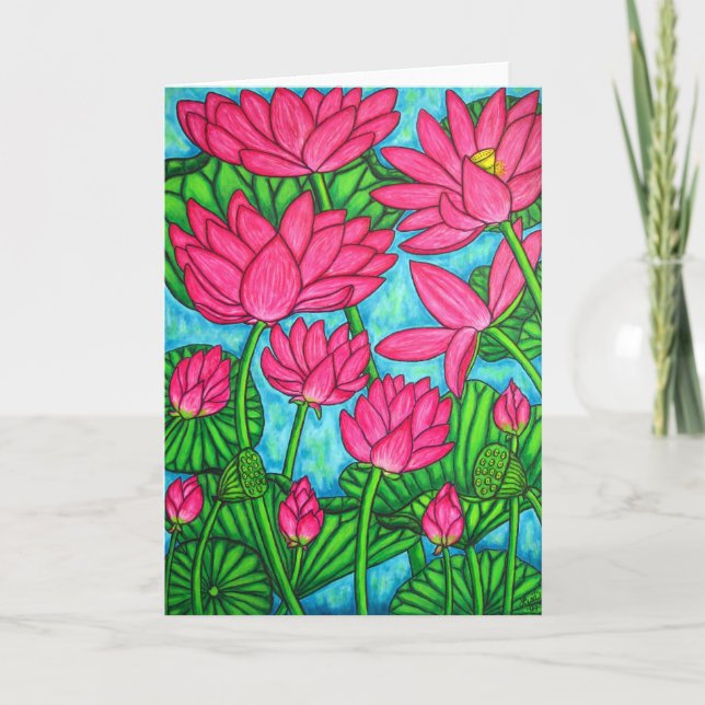 Funky Floral - Lotus Greeting Card (Front)
