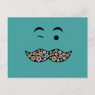 Funky Floral Moustache Postcard