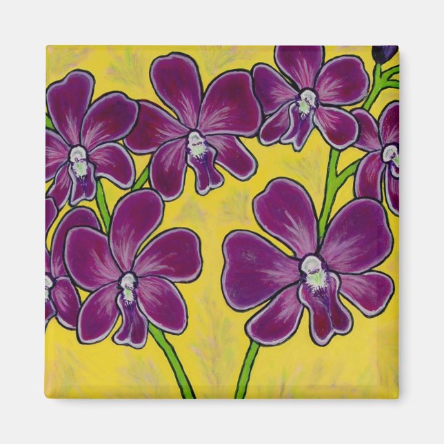 Funky Floral Orchid Magnet (Front)