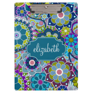 Funky Floral Pattern with Custom Name Clipboard