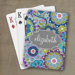 Funky Floral Pattern with Custom Name - grey Playing Cards<br><div class="desc">Modern and stylish design for any woman or professional. A cute and trendy design for women. If you need to move things around,  click on the customise this button to make changes.</div>