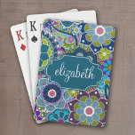 Funky Floral Pattern with Custom Name Playing Cards<br><div class="desc">Modern and stylish design for any woman or professional. A cute and trendy design for women. If you need to move things around,  click on the customize this button to make changes.</div>