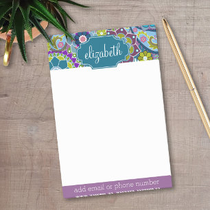 Funky Floral Pattern with Custom Name Post-it Notes