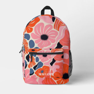 Funky Floral Pink and Orange Printed Backpack
