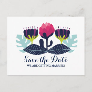 Funky Floral Save the Date Postcard