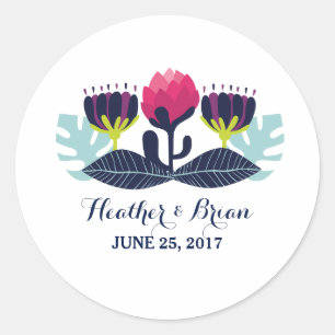 Funky Floral Wedding Stickers
