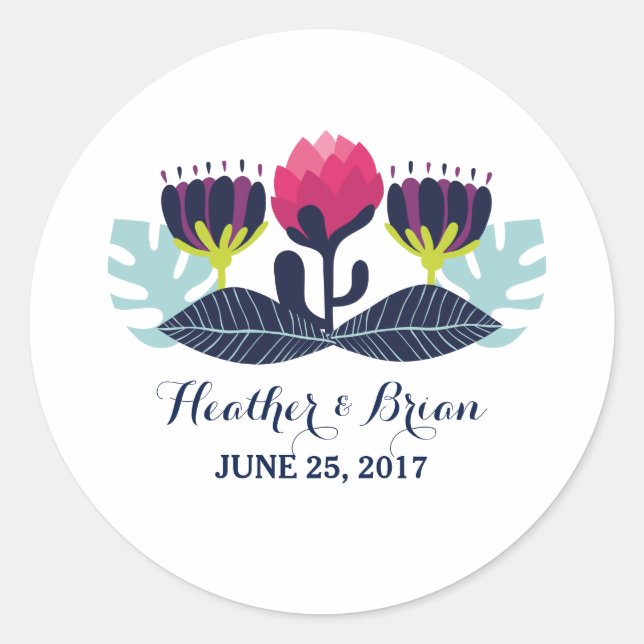 Funky Floral Wedding Stickers (Front)