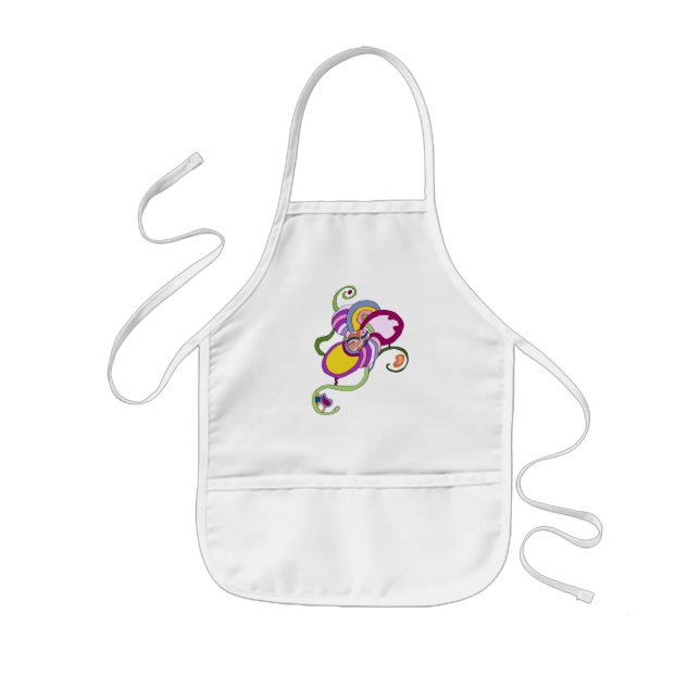 Funky Flower Abstract Illustration Kids Apron (Front)