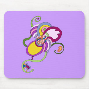 Funky Flower Abstract Illustration Mouse Mat