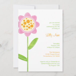 Funky Flower Girls Birthday Party Invitations