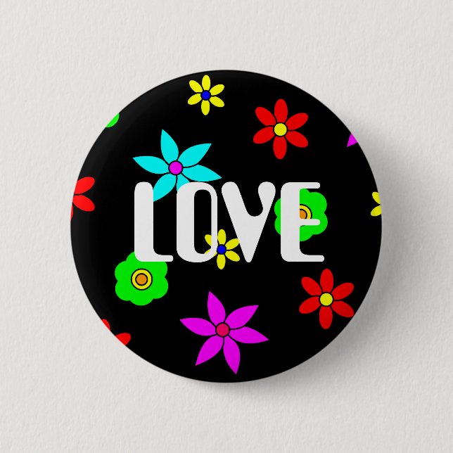 Funky Flower Love Explosion 6 Cm Round Badge (Front)