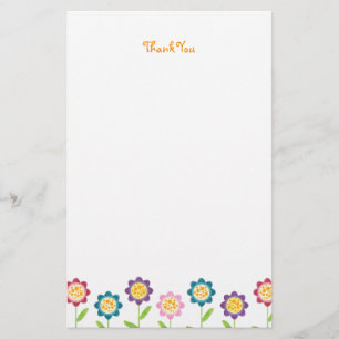 Funky Flower Row Thank You Stationery