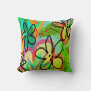 Funky Flowers Abstract Art Cushion