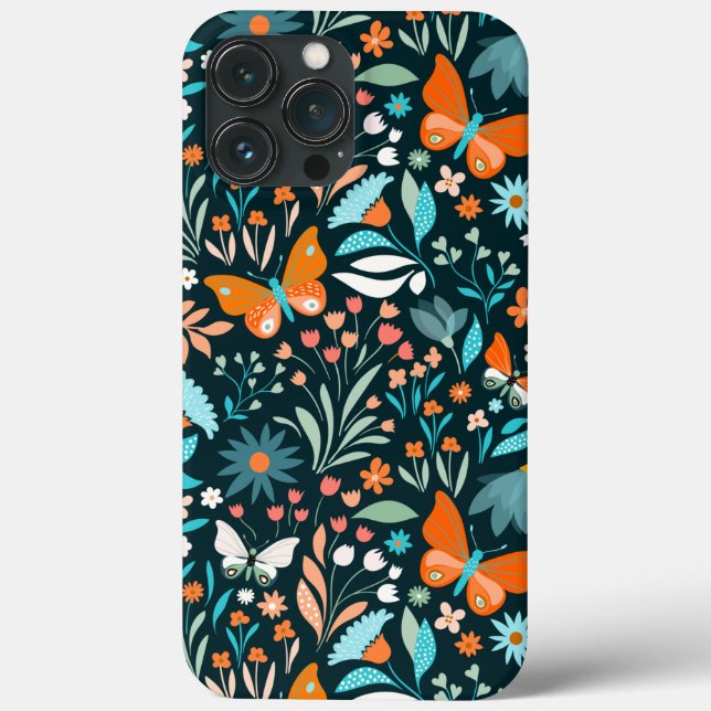 Funky Flowers and Butterflies Case-Mate iPhone Case (Back)
