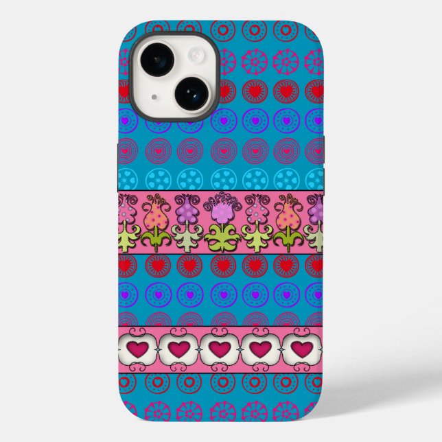 Funky Flowers and Hearts Case-Mate iPhone Case (Back)
