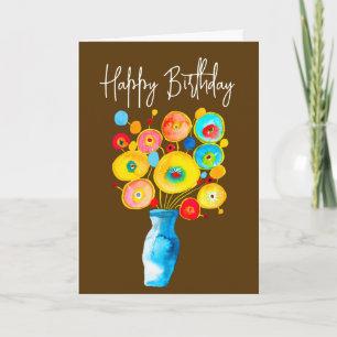 Funky flowers art illustration card