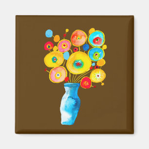 Funky flowers art illustration magnet
