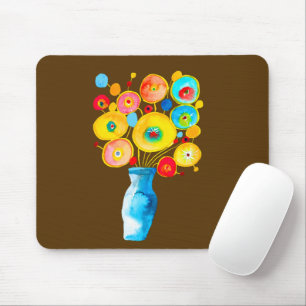 Funky flowers art illustration mouse mat