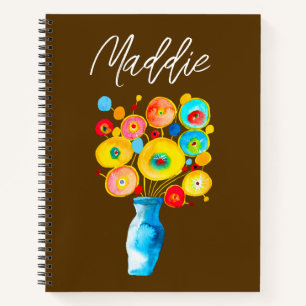 Funky flowers art illustration notebook