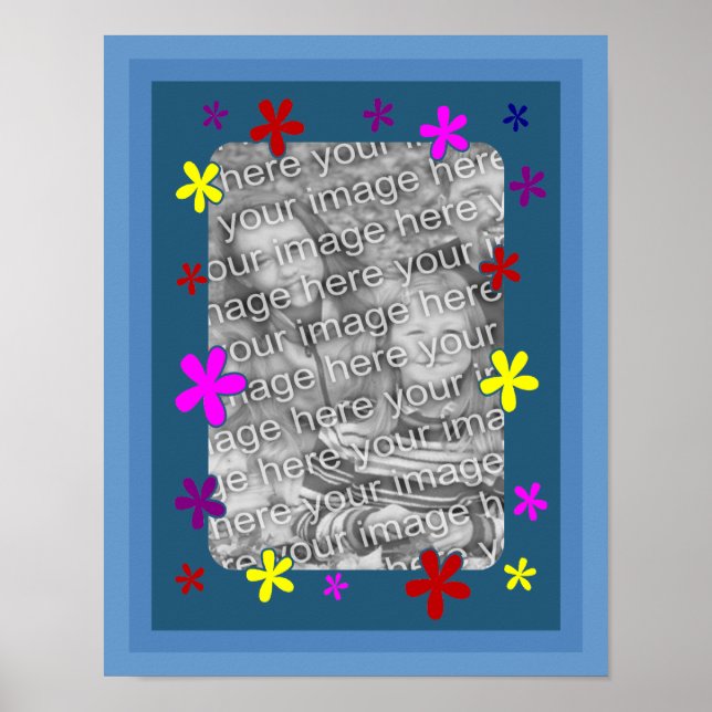 Funky Flowers Frame Create Your Own Photo Poster (Front)