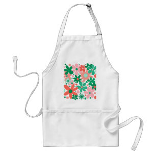 Funky flowers in green, peach & coral standard apron