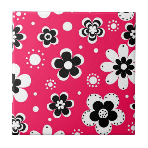 Funky Flowers in Hot Pink Tile
