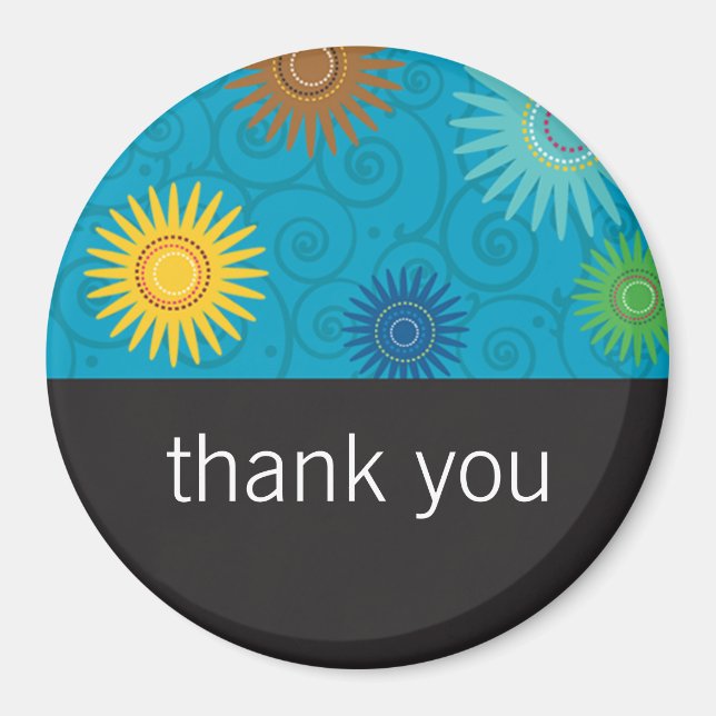 Funky Flowers on Aqua Magnet (Front)