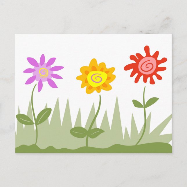 Funky Flowers Postcard (Front)