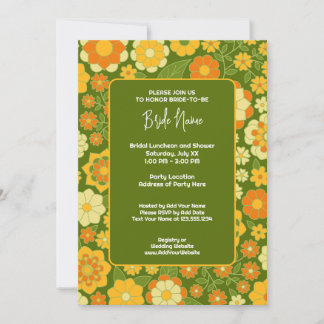 Funky Flowers - Retro Bridal Shower Invitation