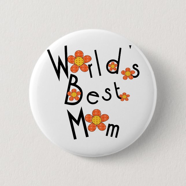 Funky flowers World's Best Mum 6 Cm Round Badge (Front)