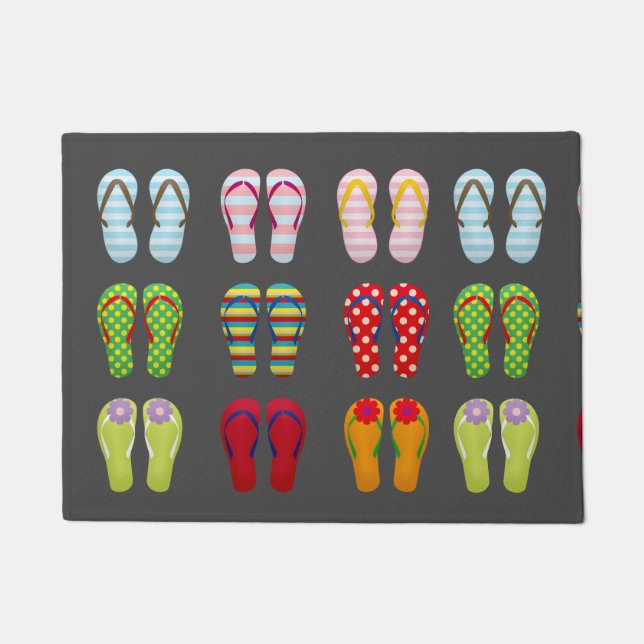 Funky footwear colorful Summer flip flops Doormat (Front)