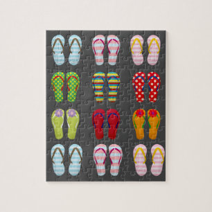 Funky footwear colorful Summer flip flops Jigsaw Puzzle