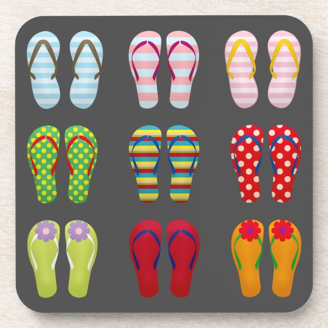 Funky footwear colourful Summer flip flops Coaster (Front)