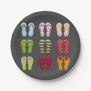Funky footwear colourful Summer flip flops Paper Plate